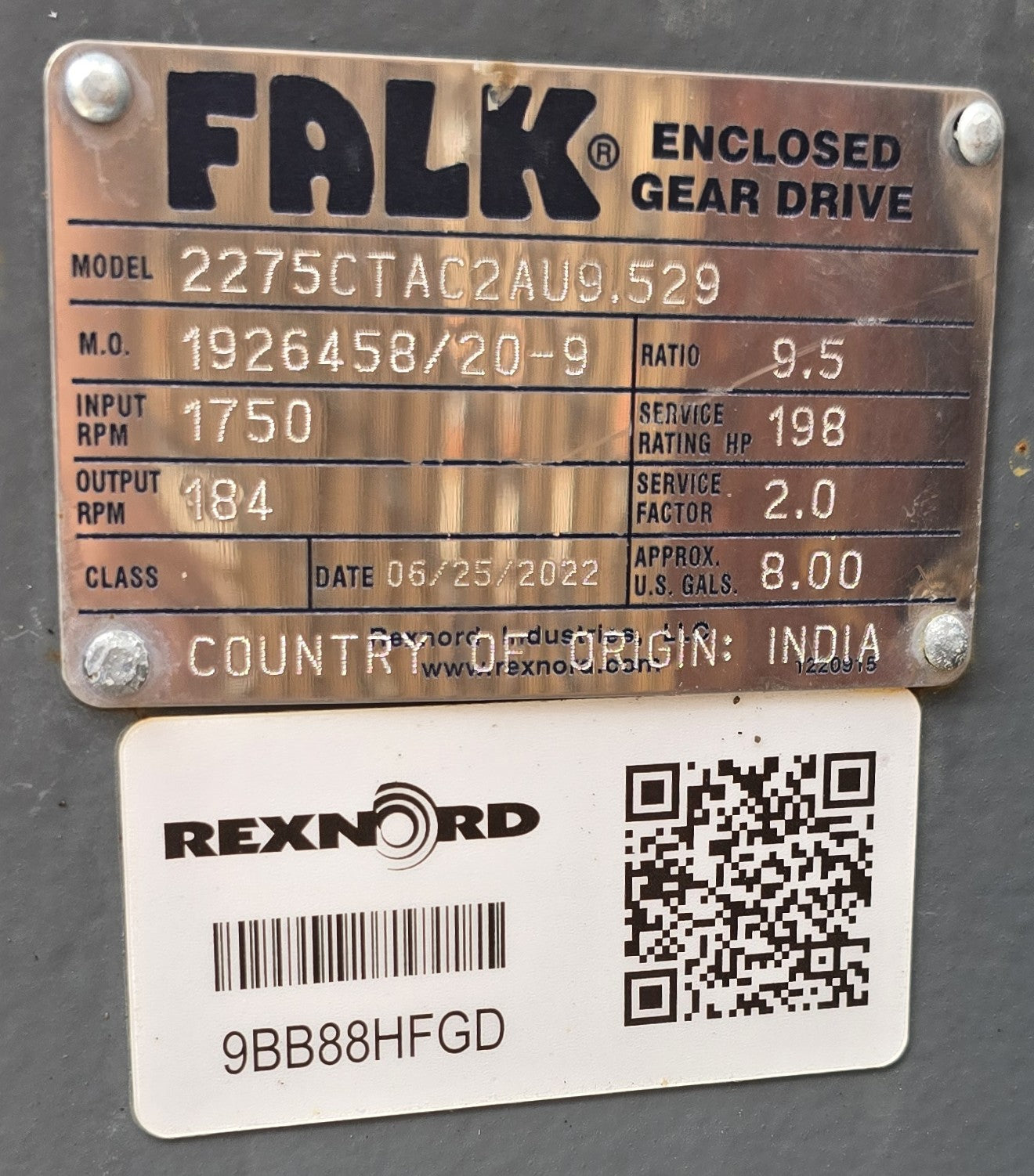NEW Falk / Rexnord CT-Series Gear Drive (Model 2275CTAC2AU9.529) – 198 HP, 9.5 Ratio