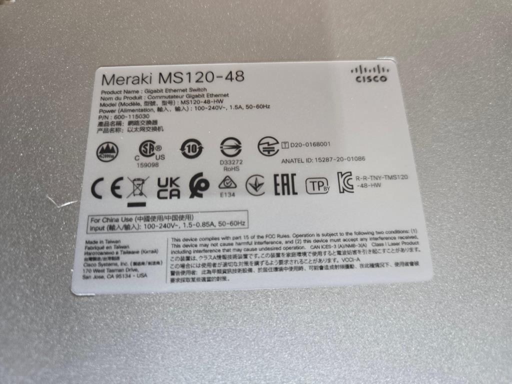 Cisco/Meraki MS120-48-HW (New in Box / Unused / Unclaimed), 48 Port Gigabit Ethernet Switches, Texas