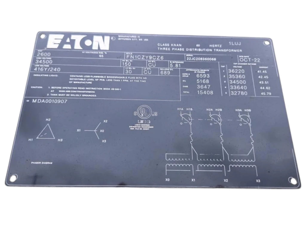New / Unused 2,600 kVA Eaton Pad Mounted Transformer; HV 34,500; LV 416Y/240; FR3; Copper; Texas