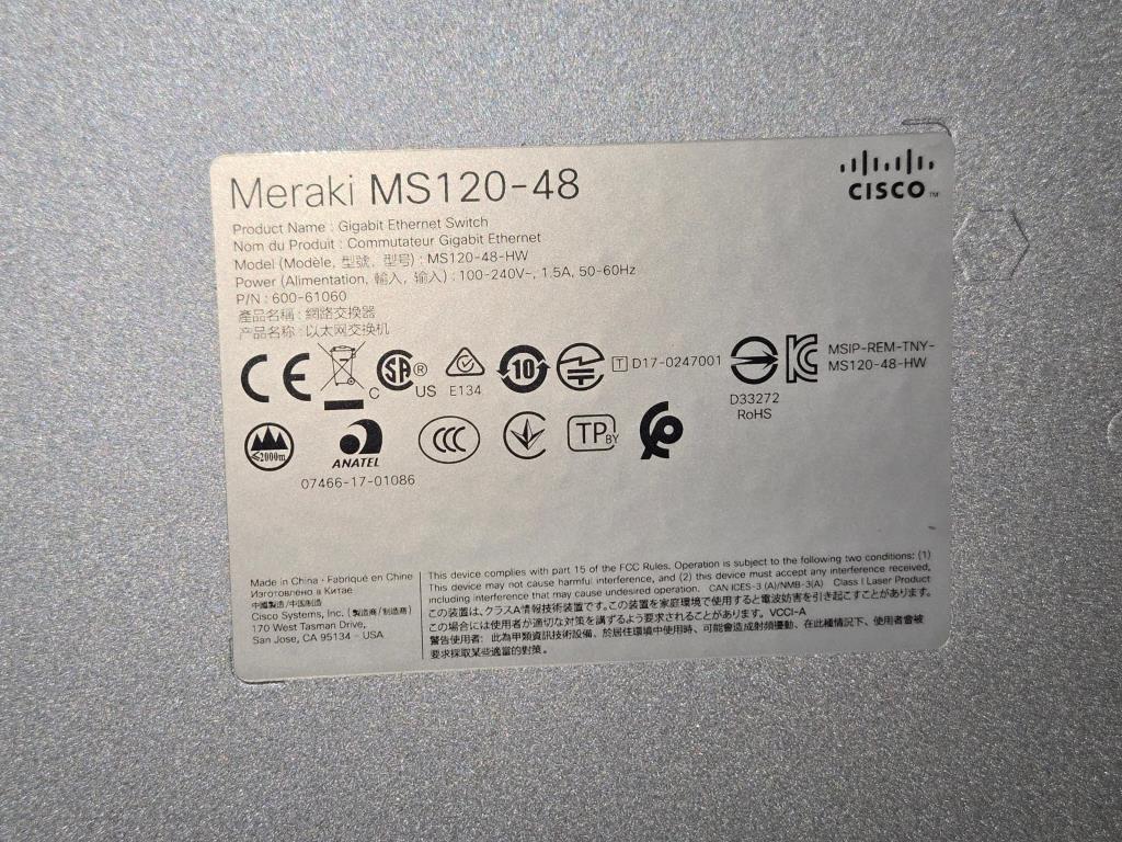 Cisco/Meraki MS120-48-HW (New in Box / Unused / Unclaimed), 48 Port Gigabit Ethernet Switches, Texas